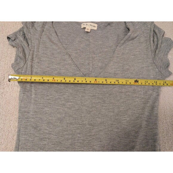 See You Monday Dress Womens M Grey Midi Sheath Bodycon Stretch Anthropologie - Picture 9 of 12